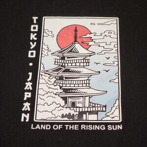 Tokyo Japan Land of the Rising Sun Black Graphic T-Shirt Women's XXL